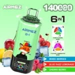 Airmez 140K Puffs 6 u 1 jednokratna vape cigareta – 140000 povlačenja, 45 ml e-tekućine, mesh grijač, 650mAh punjiva baterija s Type‑C punjenjem - Slika 8