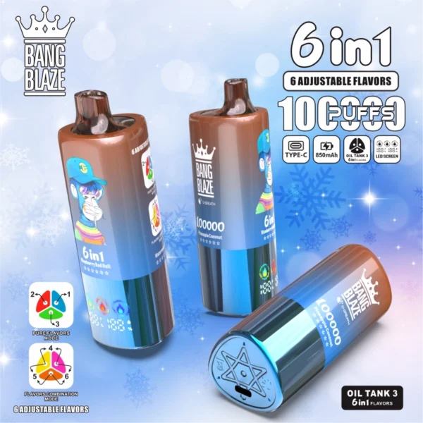 Bang Blaze 100K Puffs 6U1 – Vape Uređaj s 100,000 Puffova za Savršeno Vaping Iskustvo