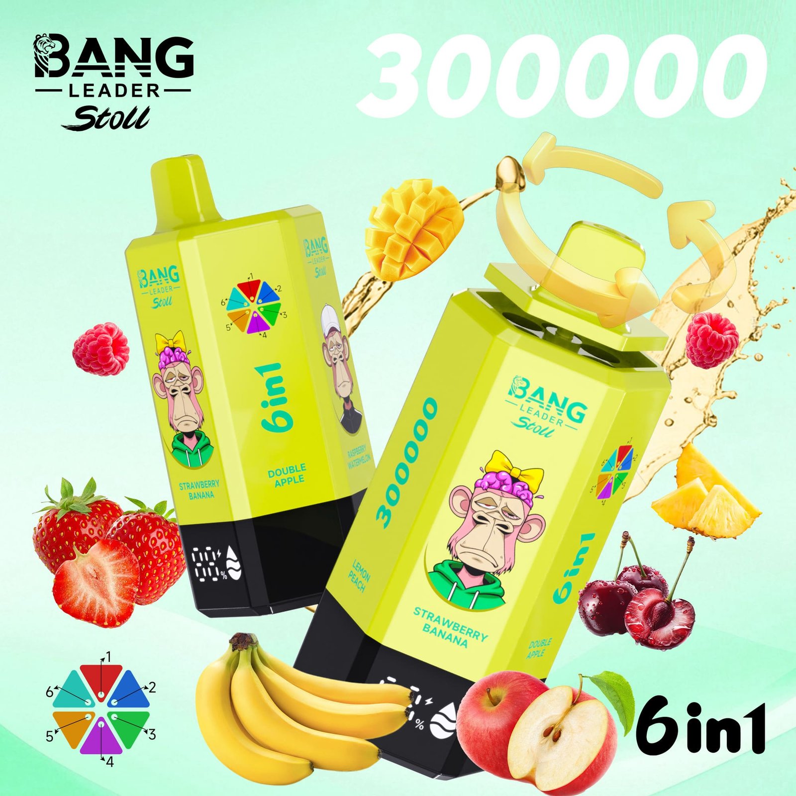 Bang Leader Stoll 300K – 6 in 1 Flavors Disposable Vape | 300,000 Puffs - Slika 5